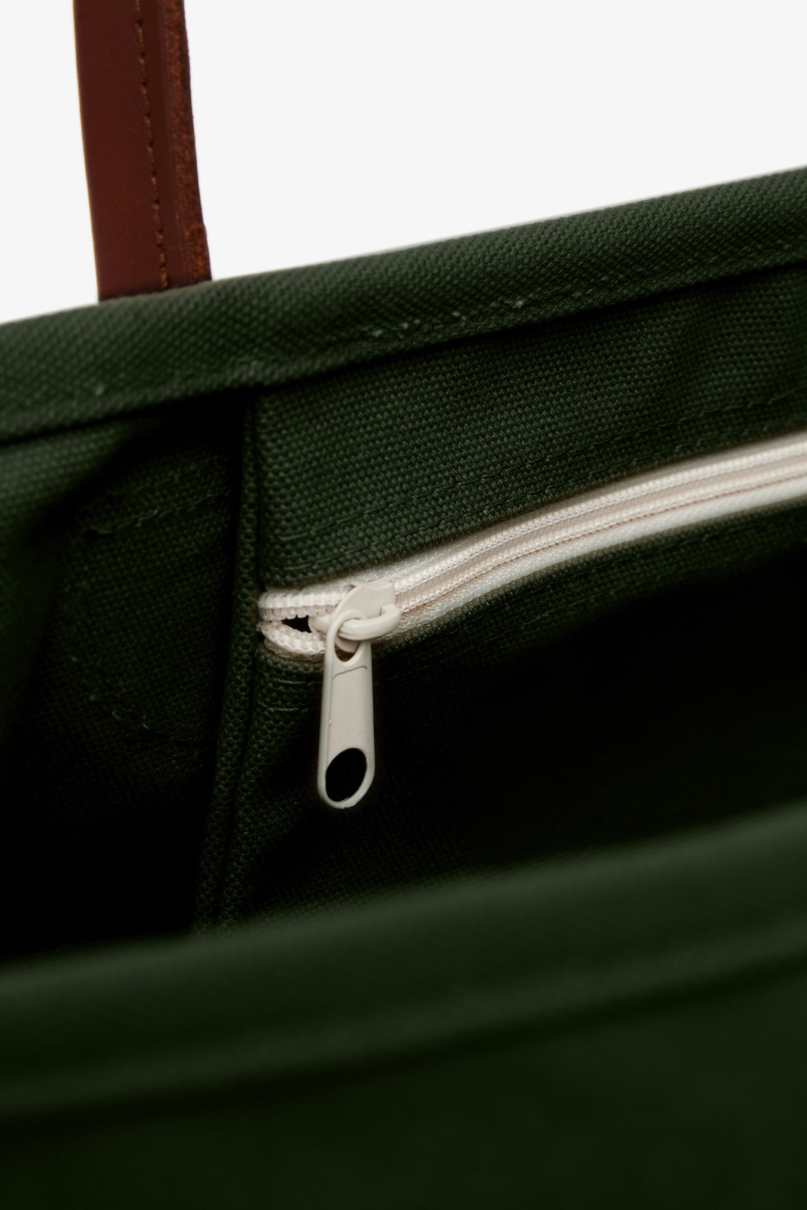 Mid-century Modern Leather Handle Tote Bag / Olive