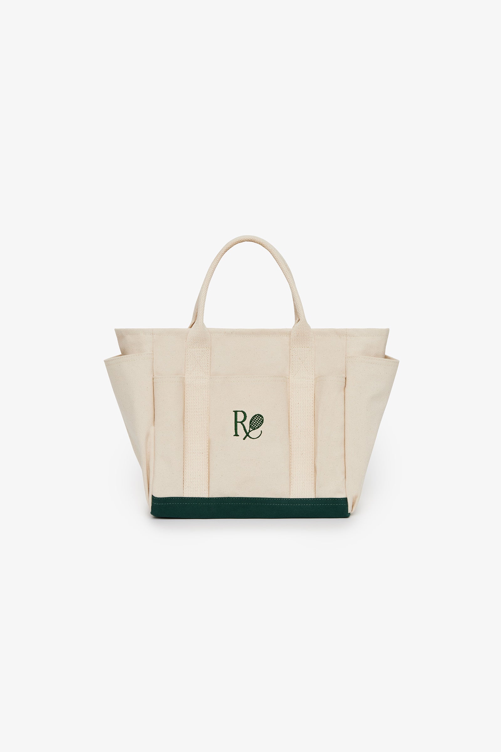 Garden Tote Bag /  Natural & Dark Green
